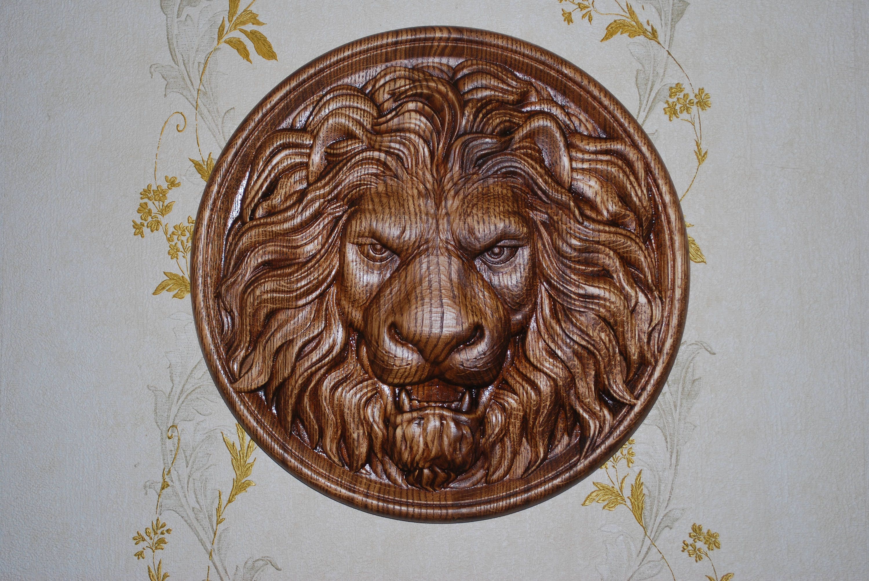 Wood Applique Onlay Wood Rosette Carved Lion Head Wood Etsy