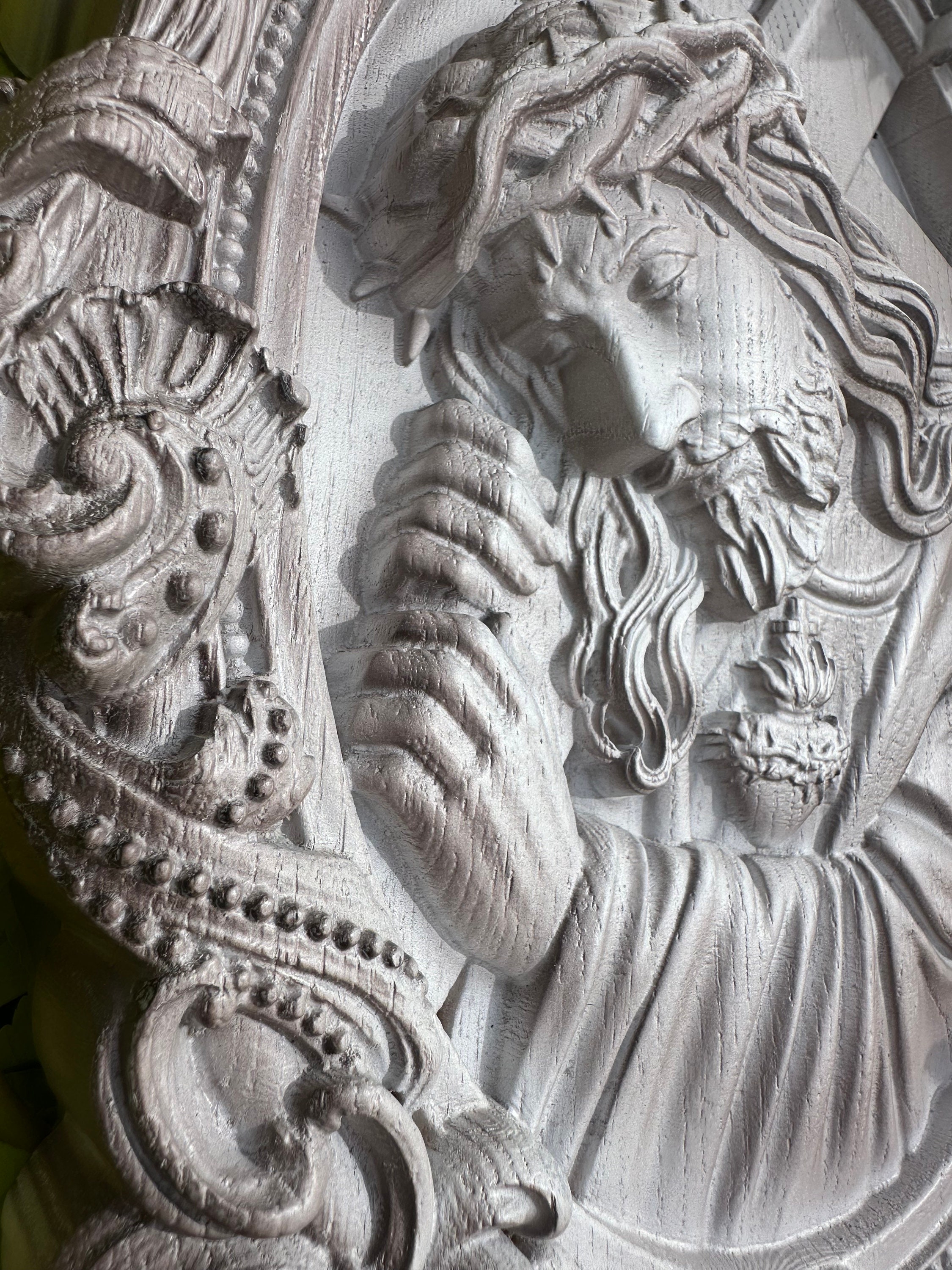 木彫・聖イシドロ像 ガラスドーム入り 】キリスト教美術 聖人像 木彫