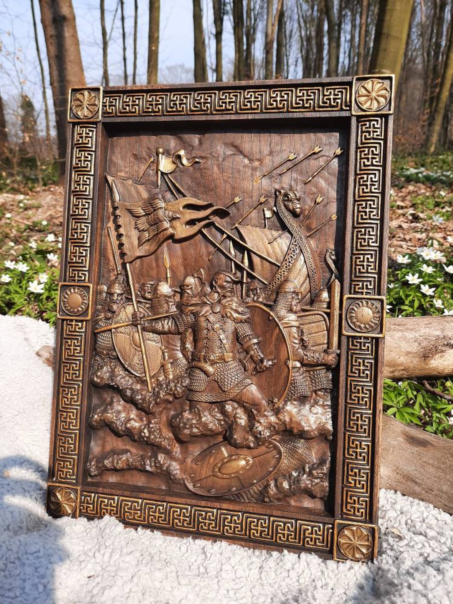 Vikings Wood carving Skandinavian style Wall Hanging Art work Etsy