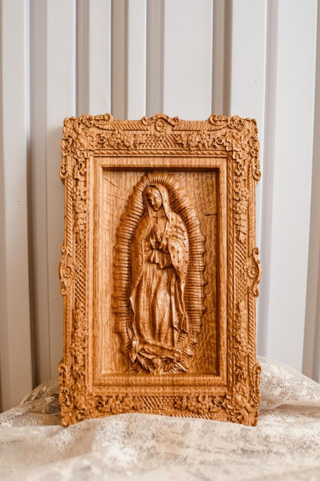 Hand Carved Wooden Icon Our Lady of Guadalupe, 7x11 Inches Wall Art ...