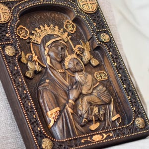 Our Lady of Perpetual Help Oak Wall Plaque - Virgin Mary Icon, 8 Colors ...