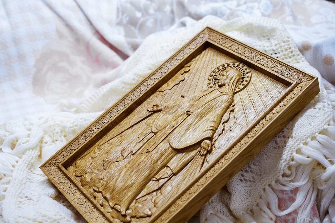 Our Lady of Grace Wooden Christian Wall Plaque Catholic Icon Personal