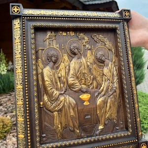 Exquisite Wooden Holy Trinity Icon Decorations for Religious Home Decor and Stunning Gift Ideas| TAX FREE