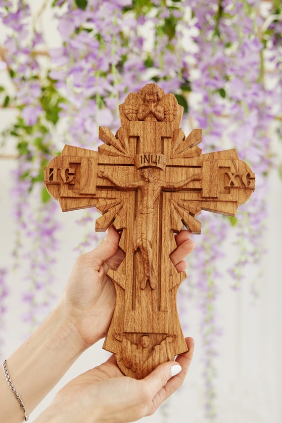 Cruz de pared Crucifijo de madera Talla de madera religiosa Cruz católica  Arte de pared religioso Decoración cristiana para el hogar -  España