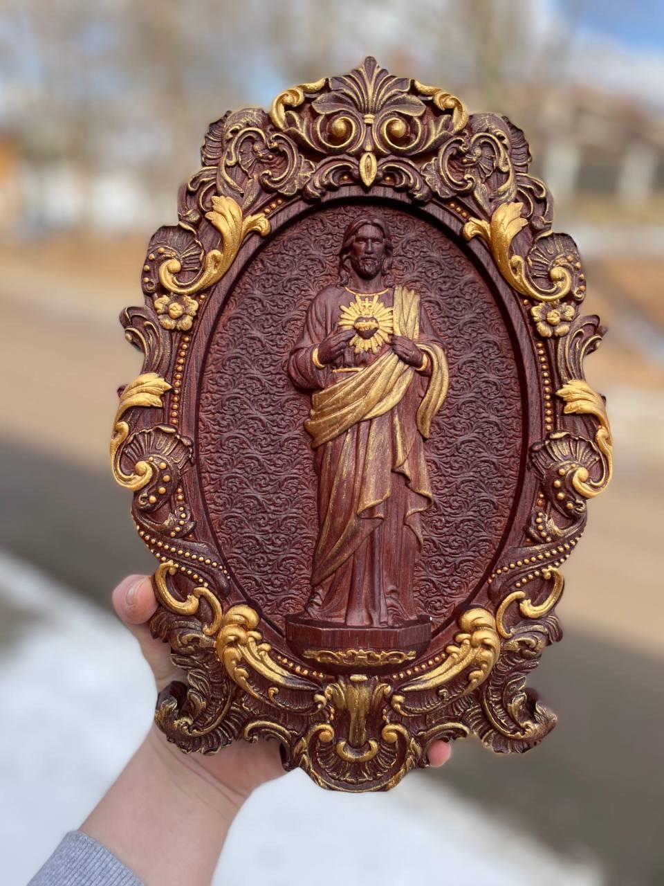 Saint Jude Wood Carved Religious Icon Wall Hanging Art Work