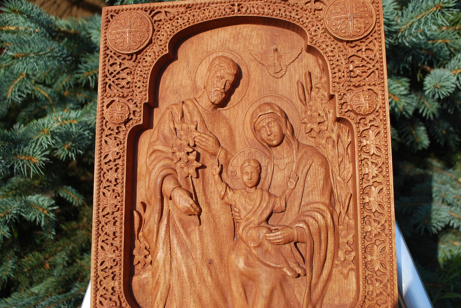 Holy Family Nativity Wood Carved Religious Icon Wall Hanging Etsy
