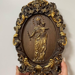 Our Lady of Victory   Virgin Mary christian icons - Gifts for couple Wooden catholic wall art - House warming gift - Any size