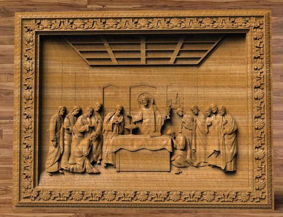 The Last Supper Religious Wooden Carved Icon Easter Gift Idea Etsy