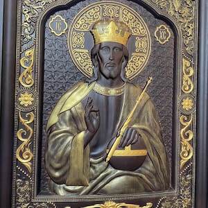 Icon Christ the Saviour Christian gift Wedding icons gifts for grandparents confirmation gifts housewarming gifts Wood carving TAX FREE