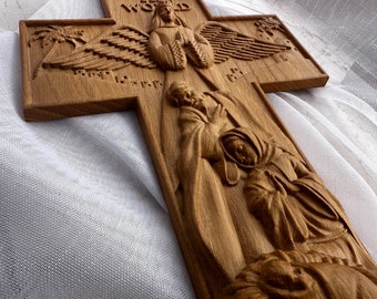Crucifix wood Jesus art  Golgotha Calvary Wooden Wall plaque for chriatian home christian gift  Gift for confirmation