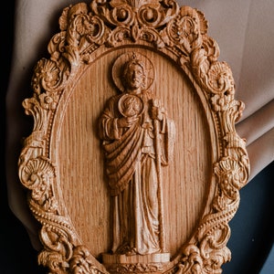 Saint Jude Wood Carved Religious Icon Wall Hanging Art work Religious Gift TAX FREE