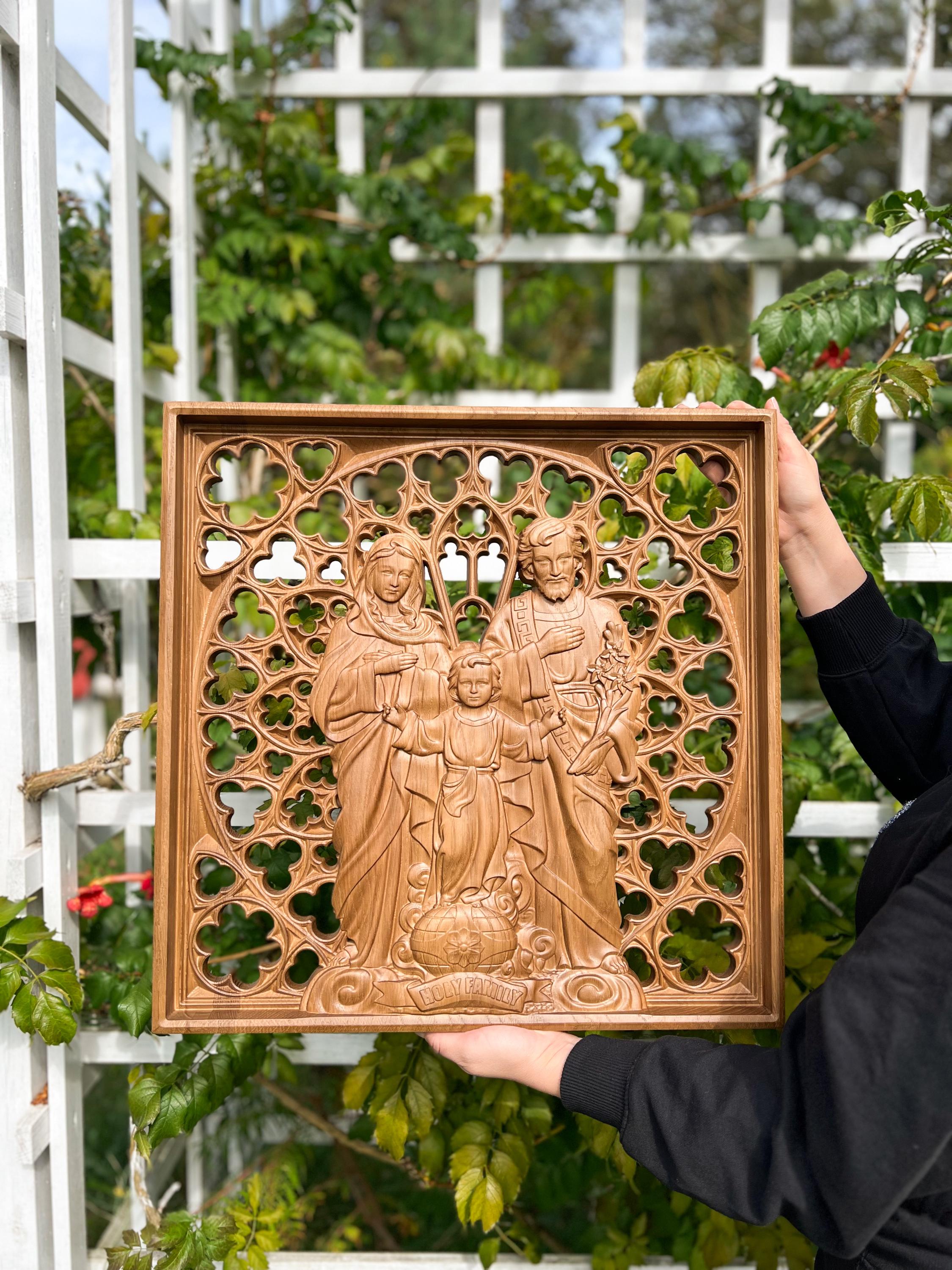 Carved Wooden Holy Family Wall Art: Catholic Home Decor - Etsy