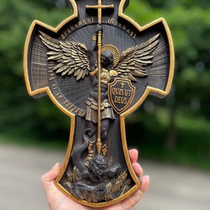 Archangel Michael Wall plaque of Natural wood All Sizes - Personalized - Wall Hanging Wooden Carved Home Decor -  Christian Gift Idea