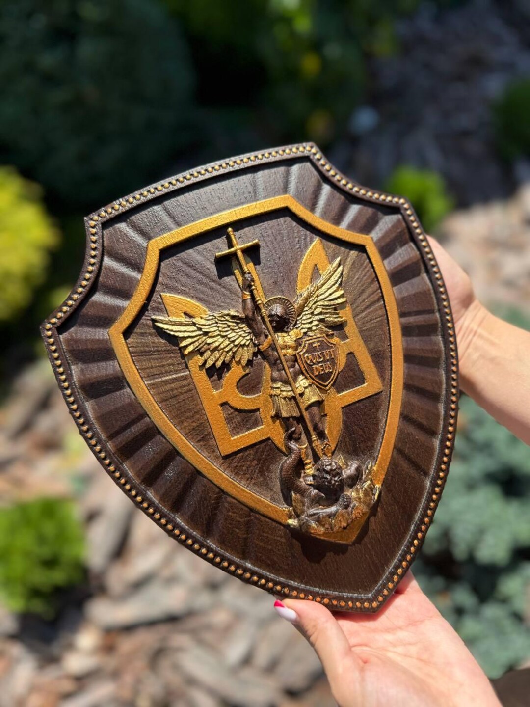 Hand Carved Archangel Michael Wood Plaque: Christian Wall Art - Etsy