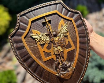 Hand Carved Archangel Michael Wood Plaque: Christian Wall Art