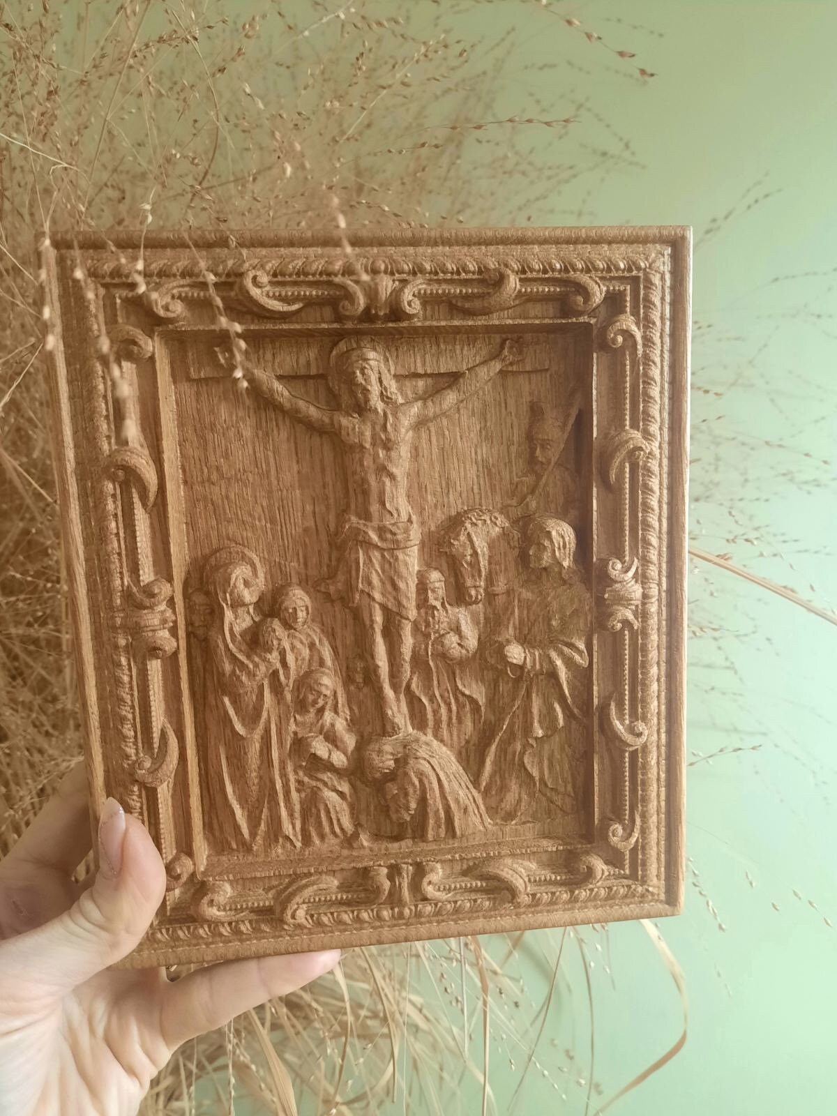 Oak Wood Carving: 12th Station of the Cross - Religious Icon - Etsy