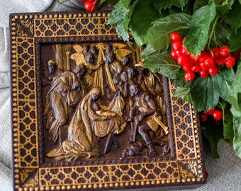 Nativity Personalized Wooden wall art decor  - Christmas gift Holy Family - 5 colors - Any size - Personal engarving for FREE