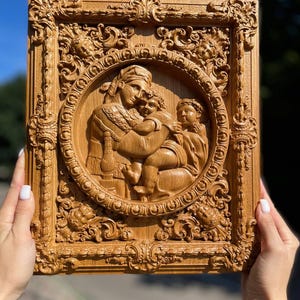 Madonna Wood carving Virgin Mary Nursing Madonna Wood Religious gift Nursing Madonna nurse gift religious wall art TAX FREE