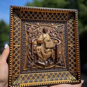 Father&#39;s Day Custom Wooden Carved Icon of Our Lord - Unique Religious Gift Idea for Dad TAX FREE