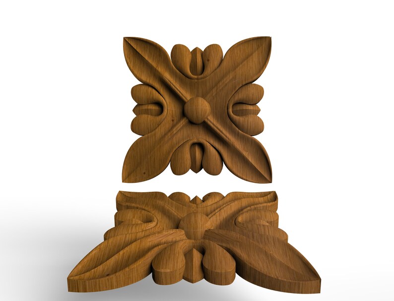 Wood Appliques Onlay R012 Furniture Wood Carved Rosettes Etsy