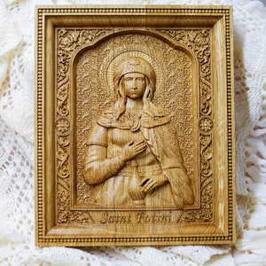 Saint Fotini Wood Carvings Religious icon  orthodox icon personalized engraved gift wood carvings  religious wall art TAX FREE