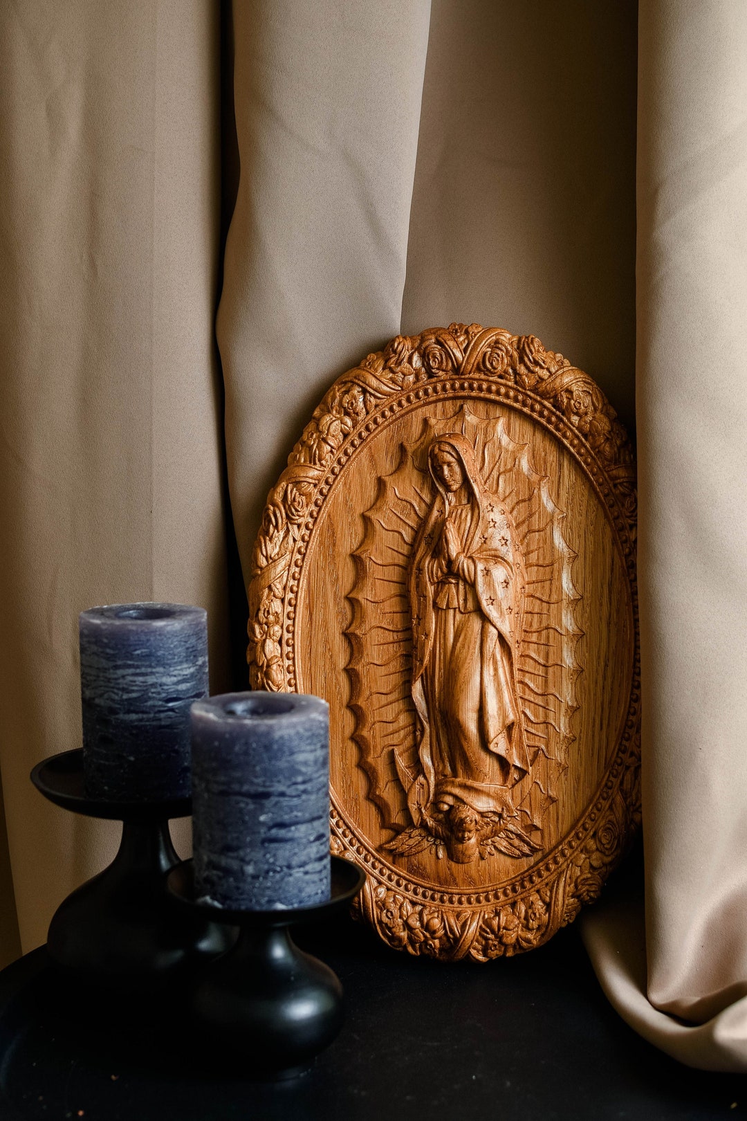 Carved Oak Our Lady of Guadalupe Wall Art – Spiritual Catholic Home ...
