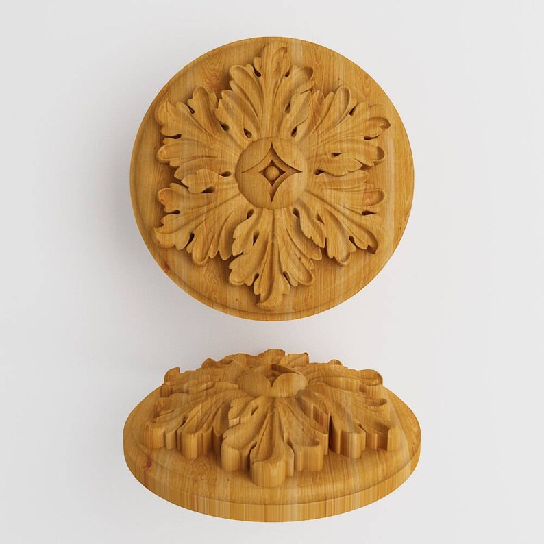 Furniture Wood Appliques Onlay Wood Carved Rosettes Applique Etsy
