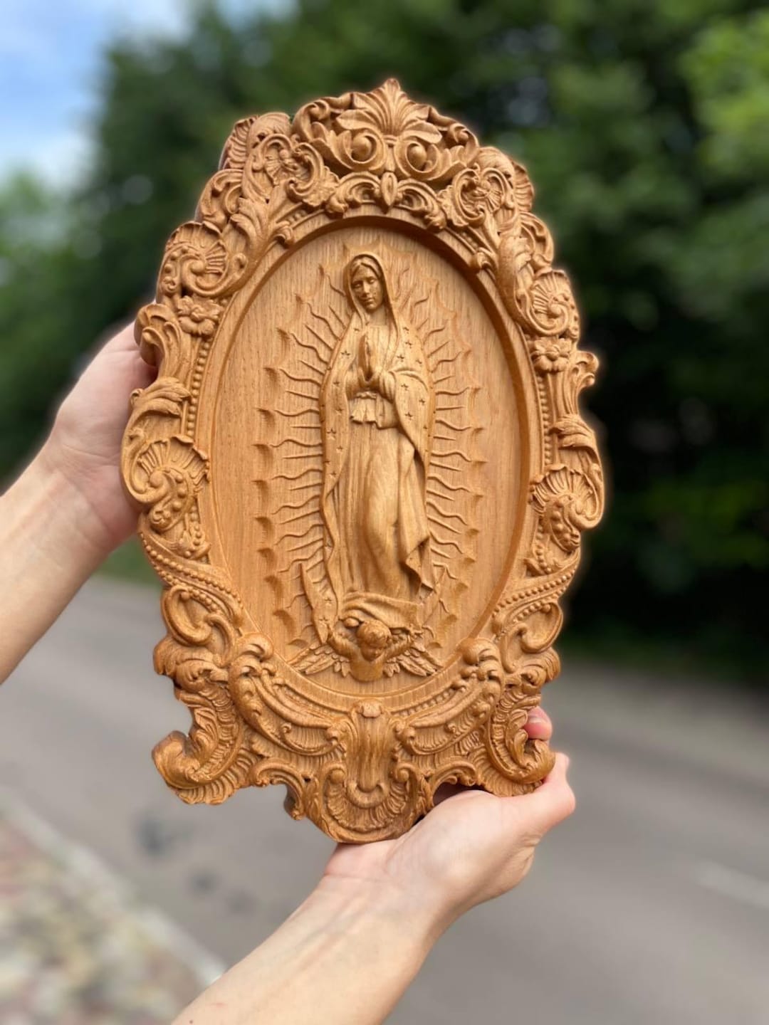 Carved Oak Our Lady of Guadalupe - Catholic Wall Art - Personalized ...