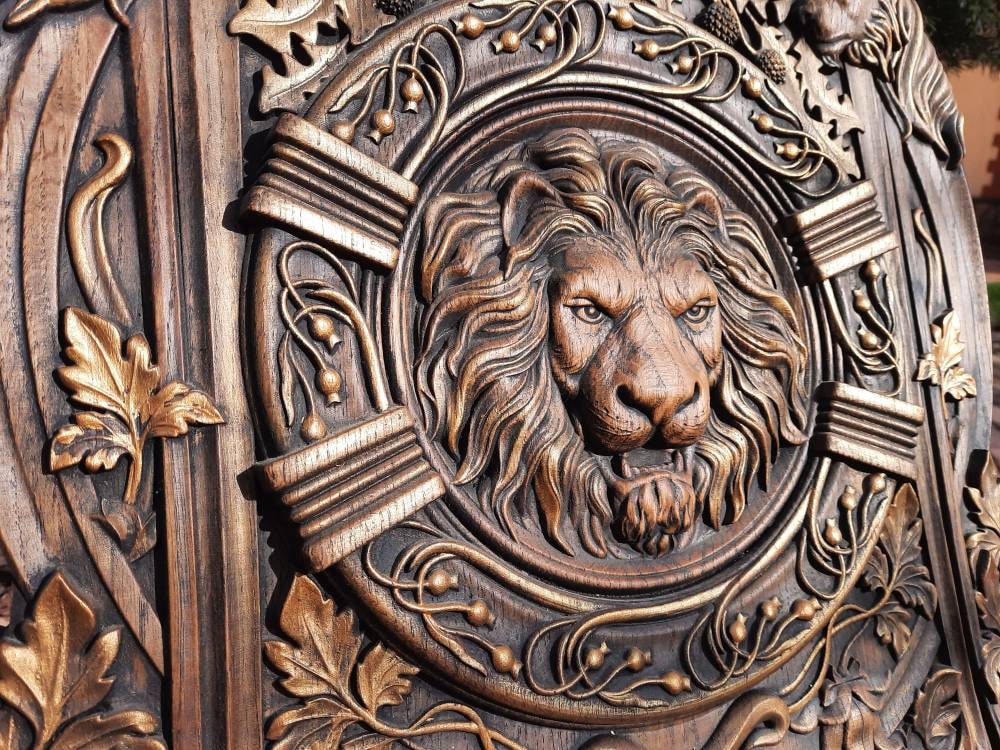 Wooden Canvas Carved Lion Head Wood Carvings Wood Wall Hanging - Etsy UK
