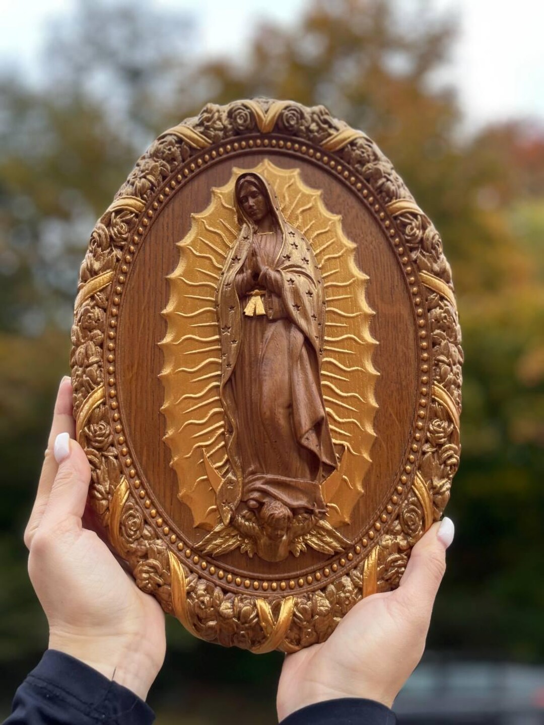 Our Lady of Guadalupe Carved Oak Wall Art - Catholic Home Decor - Etsy ...