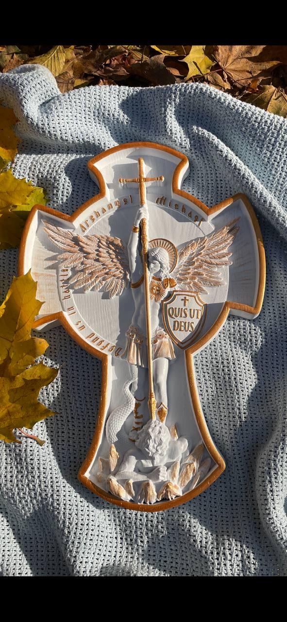 Carved Wood Archangel Michael Wall Art: Christian Home Decor ...