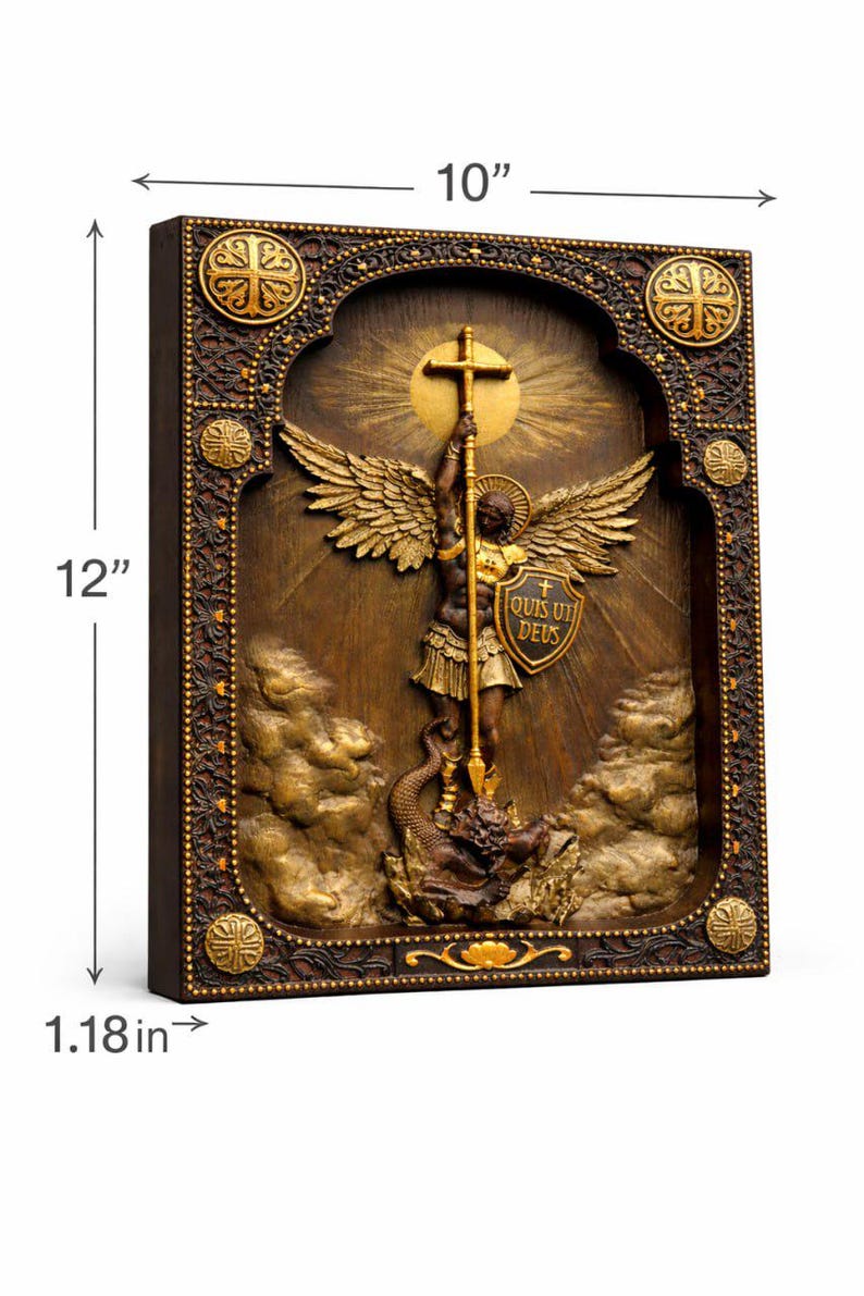 Archangel Michael Wooden Icon, Saint Michael Religious Wall Art ...