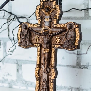 Wall cross Wood Crucifix  Religious wood carving Orthodox Cross  religious wall art christian home decor TAX FREE