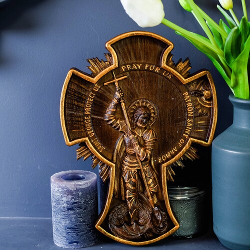 Saint Patron Saint of Armor Wooden Carved Wall Hanging Etsy