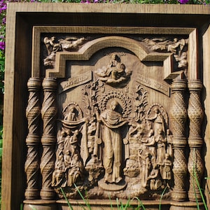 Virgin Mary The Joy of All Who Sorrow Wooden Carved religious Wall decor icon christian gift Religious gift for women TAX FREE