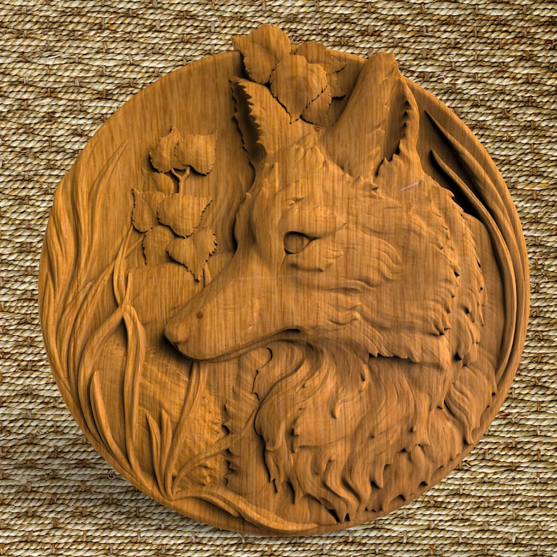 Fox Ornament Wood wall Plate nature wood wall round art Wooden Wall decorative animals Wall home decor pediments Gifts for hunters