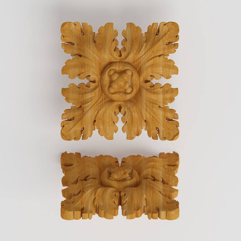 Wood Appliques Onlay Furniture Wood Carved Rosettes Applique Etsy