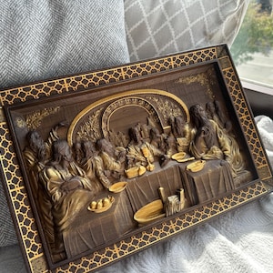 The Last Supper  Wooden  carved religious Sculpture chriatian  gift wall art housewarming gifts Easter gift idea TAX FREE