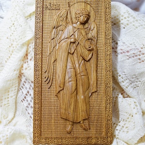 Saint Archangel Michael Wooden Carved Religious icon  christian gift personalized engraved gift| TAX FREE
