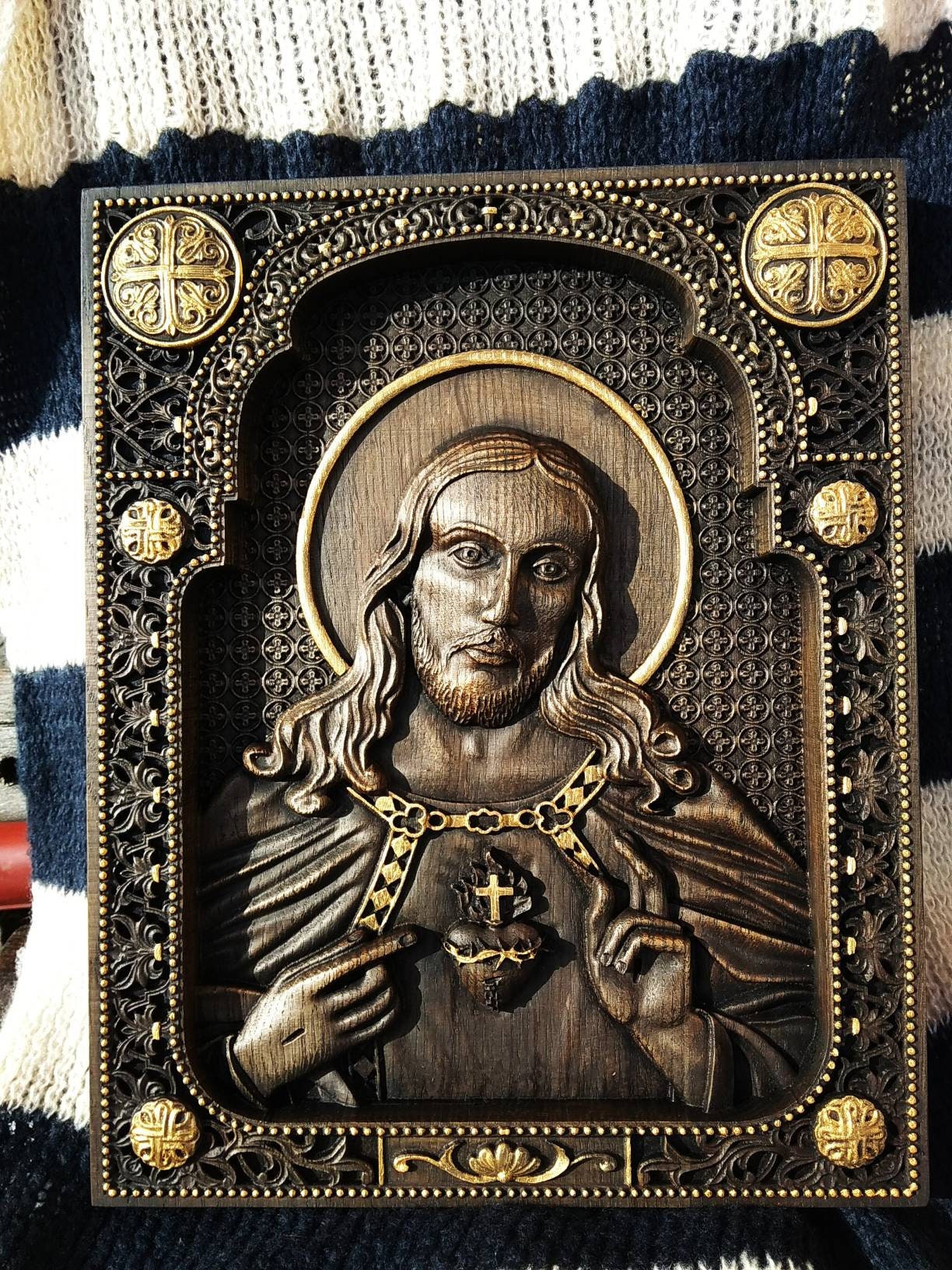 Religious Portable Mobile Peace For Pray For Marble Shelf Studio Zenghh Woodcarving Christ JESUS Bust Catholic Saviour Model Collect 10 Cm Engraving Son Of God Saint Chess Seal Shape