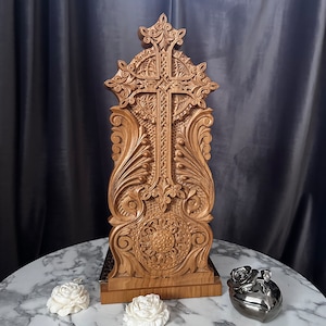 Wood Cross on the stand Unique decor for chriatian home christian gift  Gift for confirmation TAX FREE