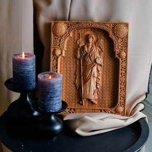 Archangel Gabriel Saint Gabriel Wooden carved religious wall art Icon christian gift for men chrstian gift for him| TAX FREE