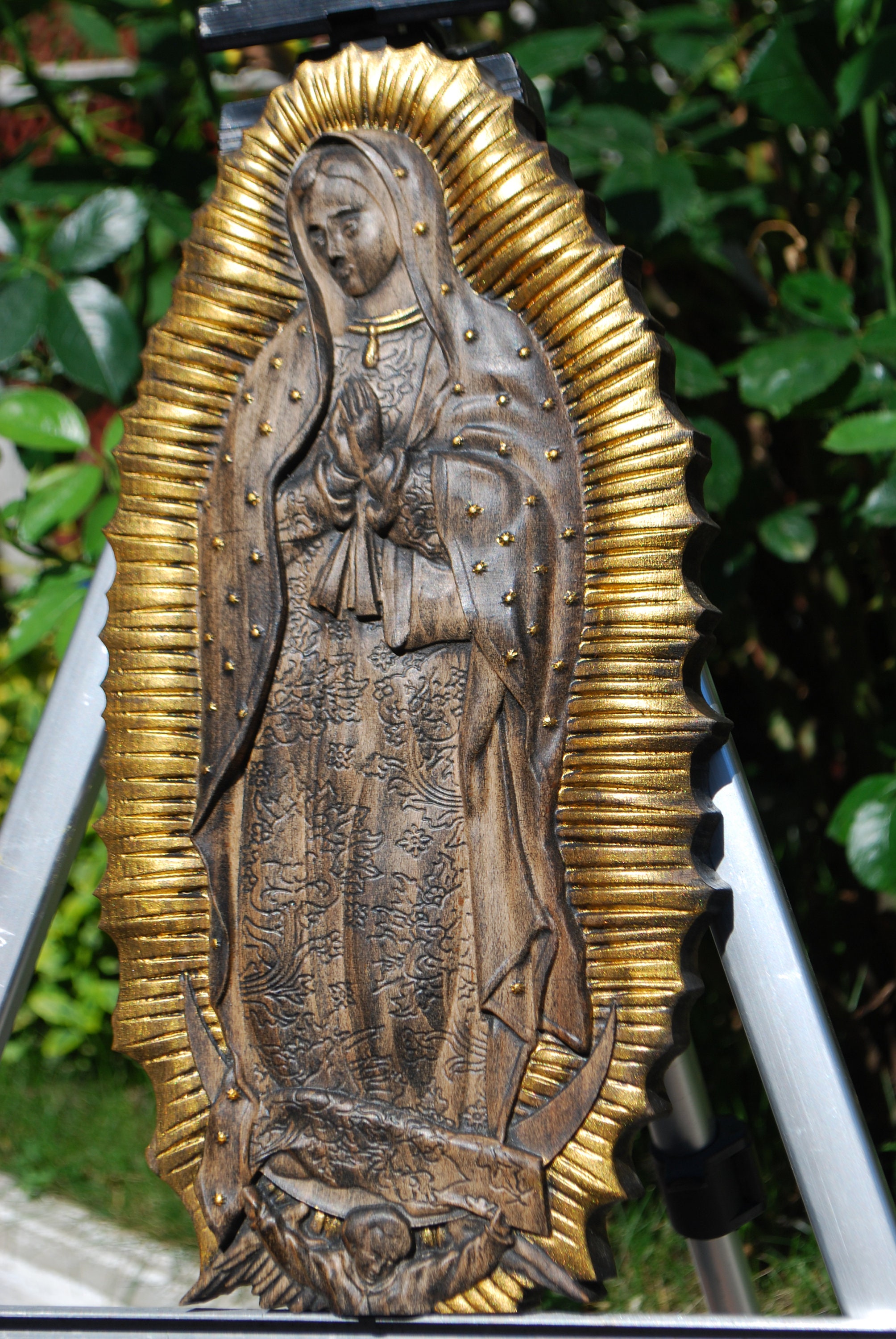 Our Lady of Guadalupe Statue Virgin de Guadalupe Wood carving Etsy