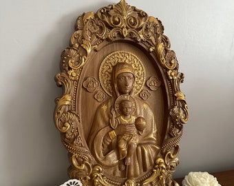 Virgin Mary natural solid wood - Free engraving - all sizes - Religious catholic Wall Art of Virgin Mary Gift ideas for women