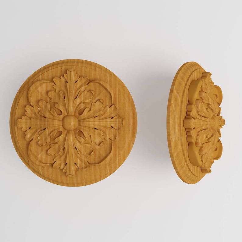 Furniture Wood Appliques Onlay Wood Carved Rosettes Applique Etsy