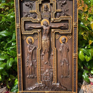Christian Wall art  Crucifix  Golgotha, Calvary,Wooden Wall plaque for chriatian home christian gift  Gift for confirmation TAX FREE