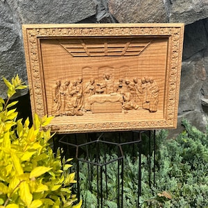 The Last supper religious wooden carved icon Easter gift idea wood carvings religious gifts wood wall art christian home decor TAX FREE