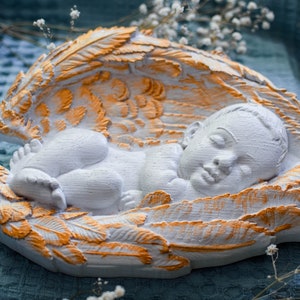 Sleeping Angel Baptism christian gift Wooden Carved Angel First communion gift birthday gift idea personalized gift  fir child| TAX FREE