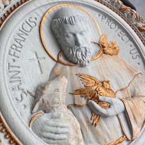 Saint Francis of Assisi Wooden Wall Plaque: Catholic Gift,  Personalized, 7 colors, TAX Free