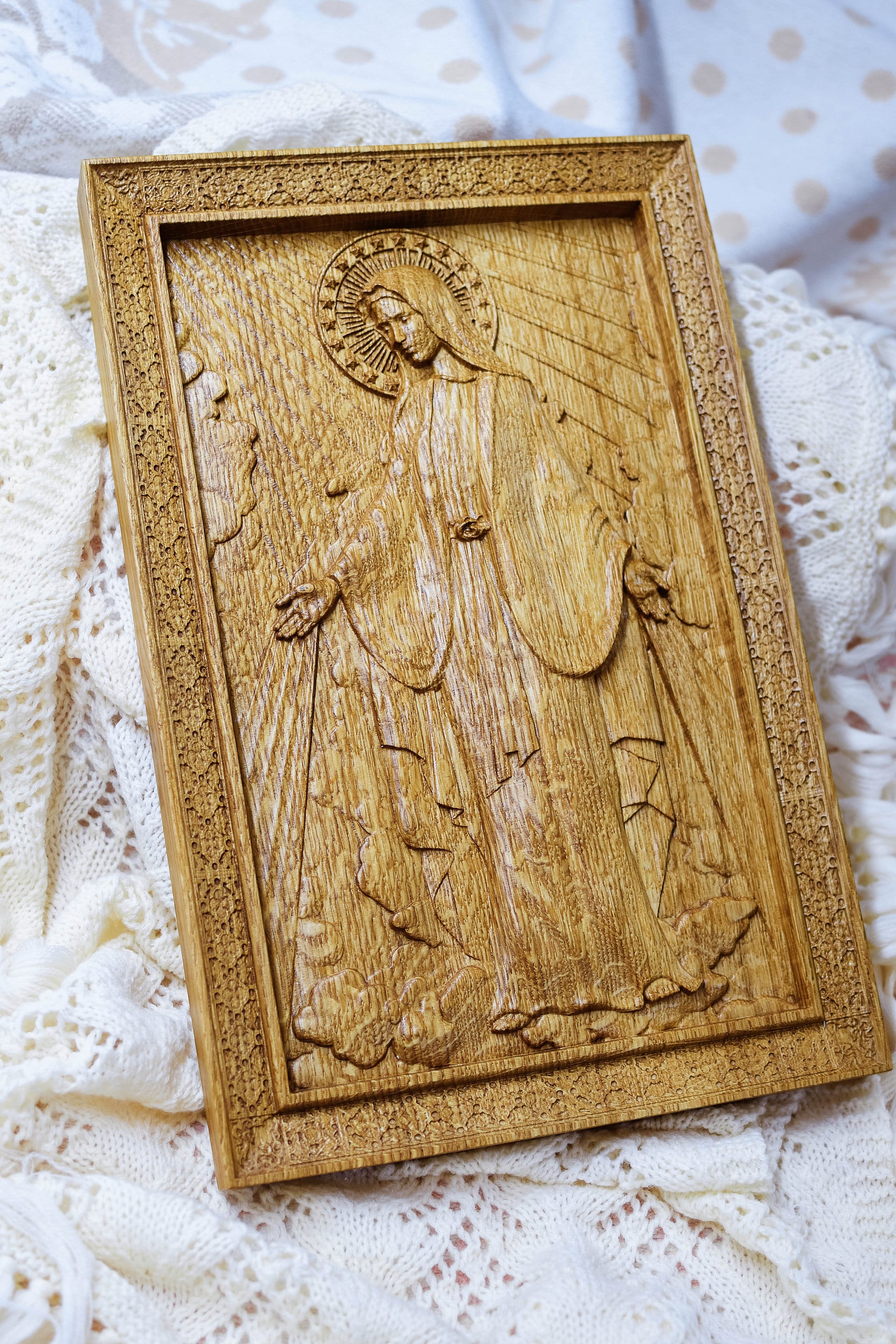 Our Lady of Grace Wooden Christian Wall Plaque Catholic Icon Etsy